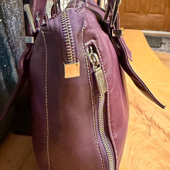 Perlina Vintage 2000 y2K Leather Shoulder Bag in Plum purple - Picture 4 of 13